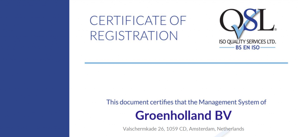 Groenholland is ISO gecertificeerd